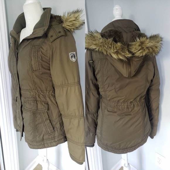 Rare AE Vintage green faux fur lined utility coat - Picture 9 of 9